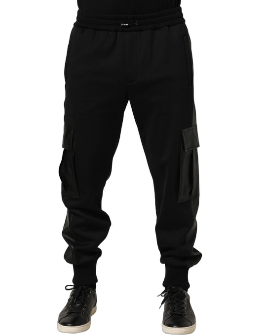Dolce & Gabbana Black Mid Waist Cargo Jogger Sweatpants Pants