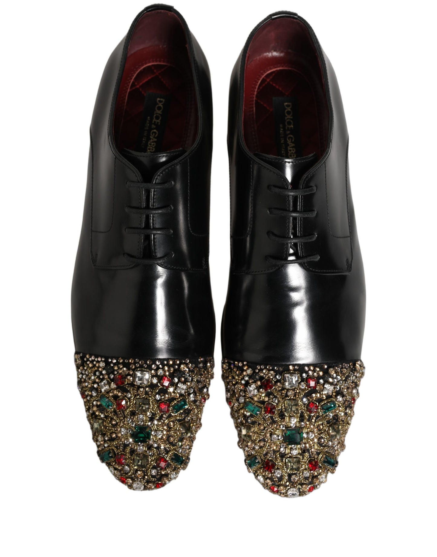 Dolce & Gabbana Black Crystals Embellished Men Derby Shoes