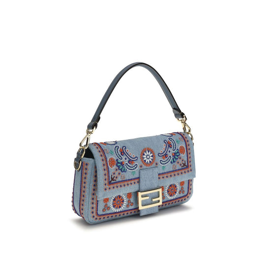Fendi Blue Cotton Shoulder Bag