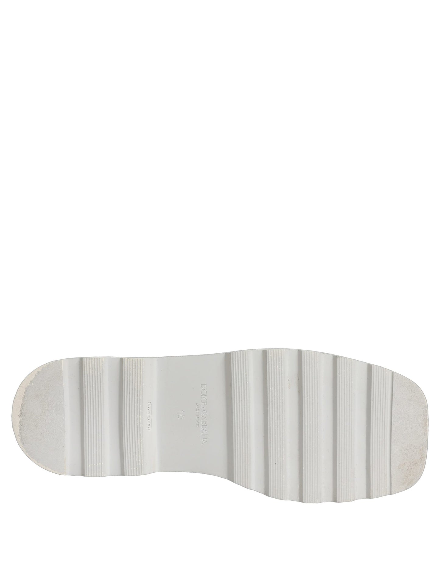 Dolce & Gabbana White Leather Chunky Sole Slip On Derby Shoes