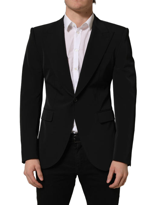 Dolce & Gabbana Black Single Breasted One Button Coat Blazer