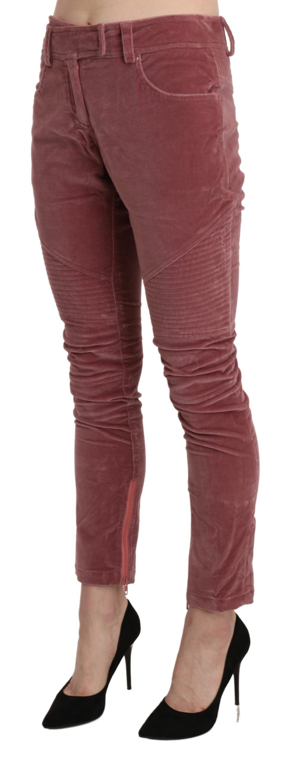 Ermanno Scervino Chic Red Mid Waist Skinny Trousers