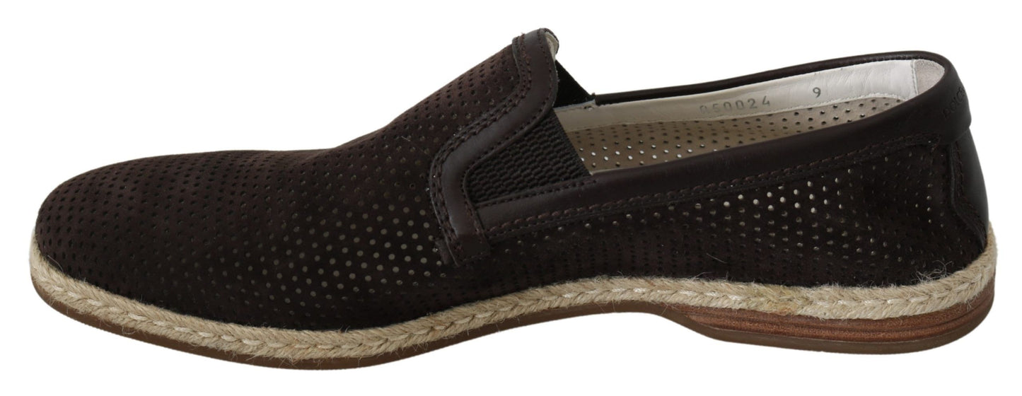 Dolce & Gabbana Elegant Brown Leather Loafers for Men