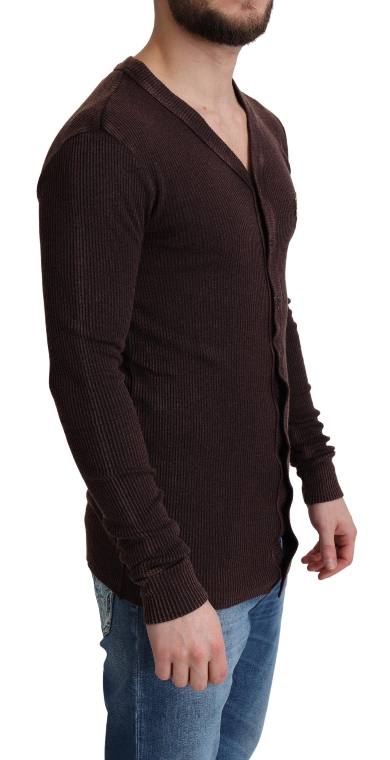 Dolce & Gabbana Elegant Brown Wool Blend Cardigan Sweater