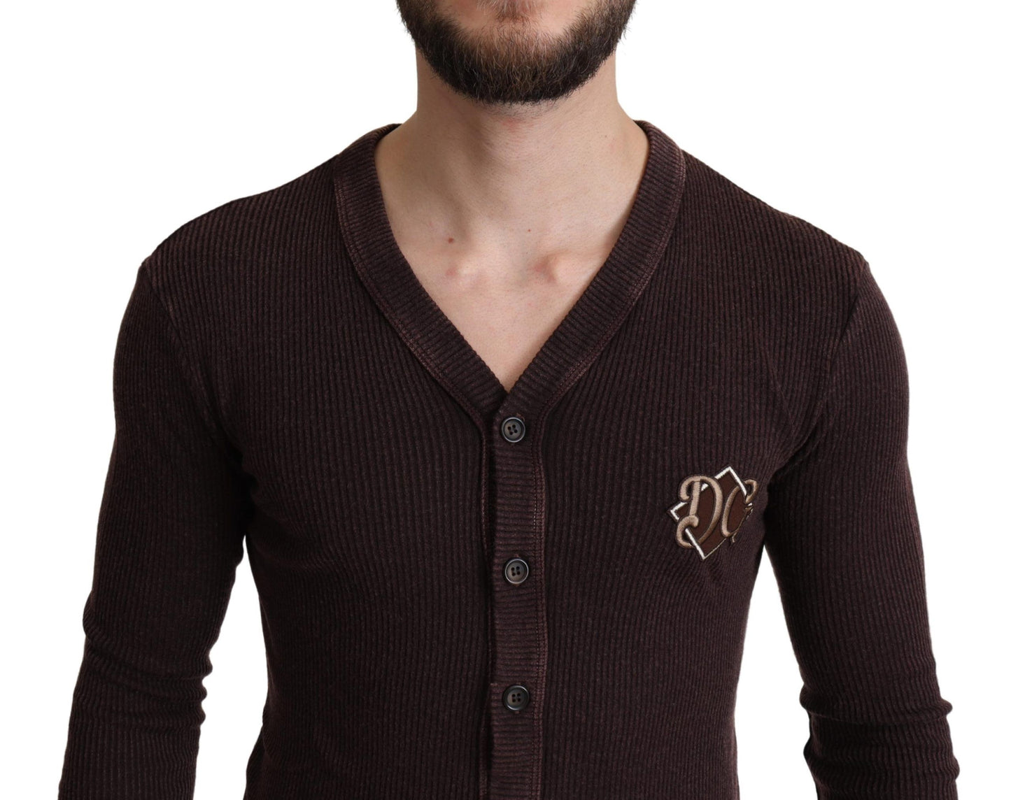 Dolce & Gabbana Elegant Brown Wool Blend Cardigan Sweater