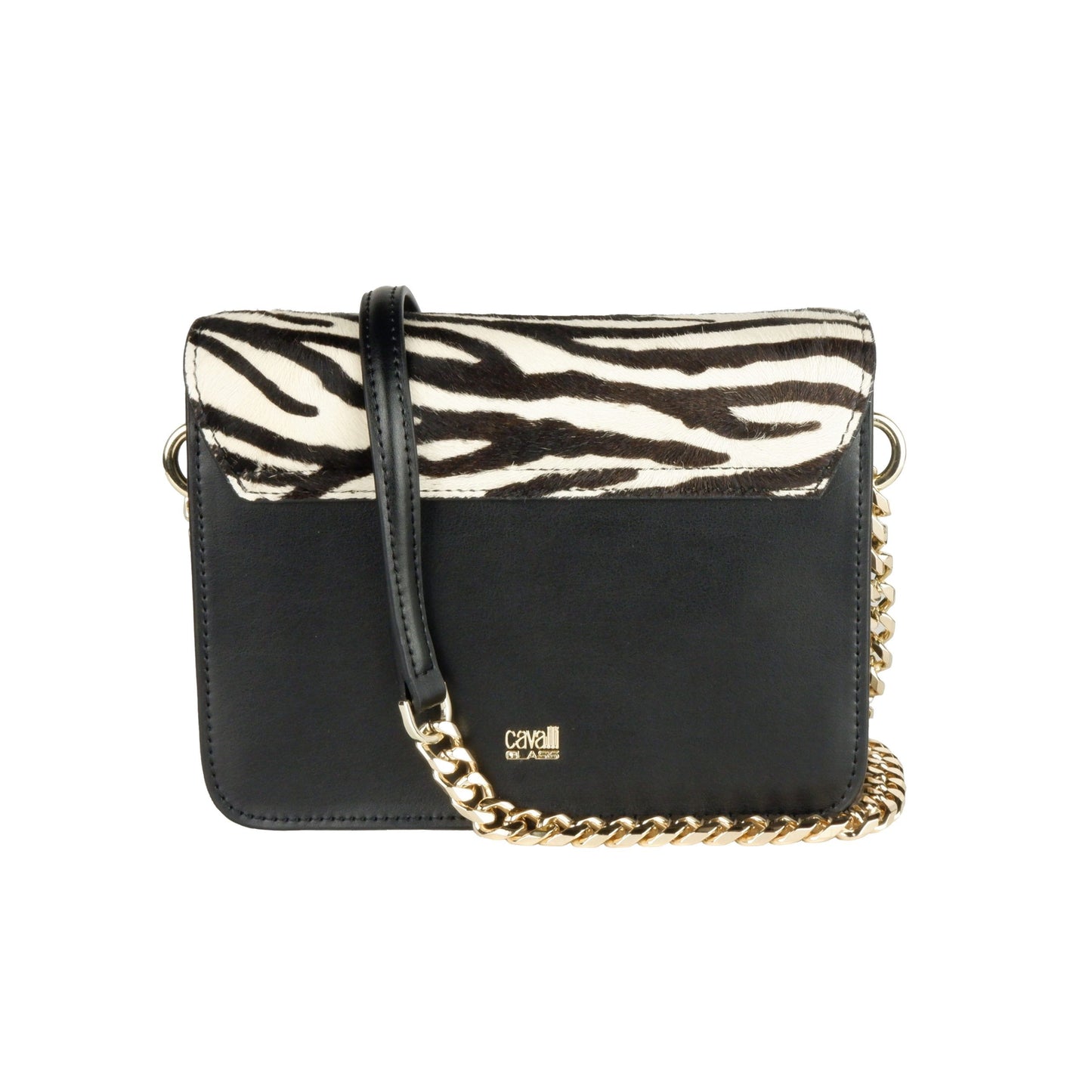 Cavalli Class Black Calfskin Women Crossbody Bag