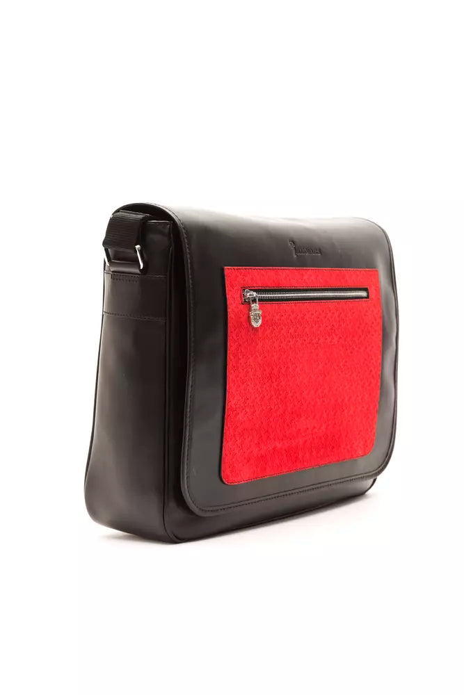 Billionaire Italian Couture Black Leather Men Messenger Bag