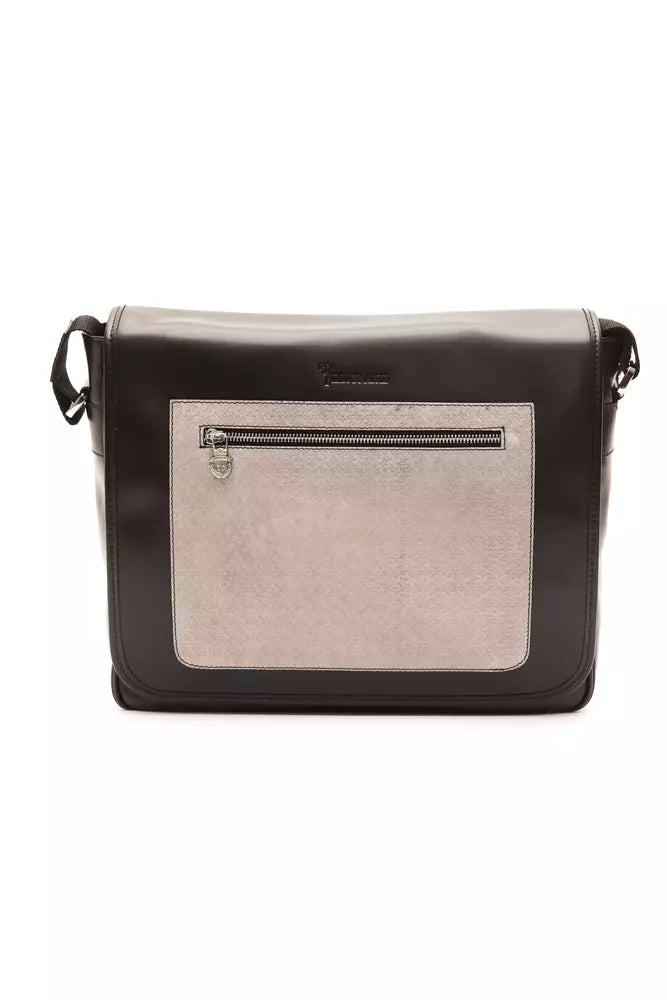 Billionaire Italian Couture Black Leather Men Messenger Bag