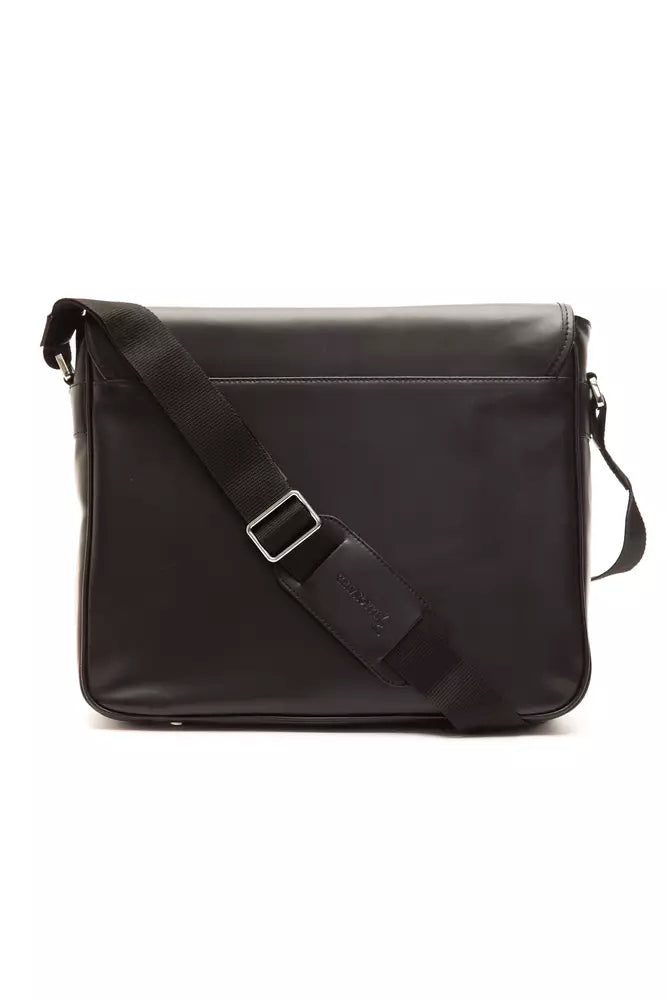 Billionaire Italian Couture Black Leather Men Messenger Bag