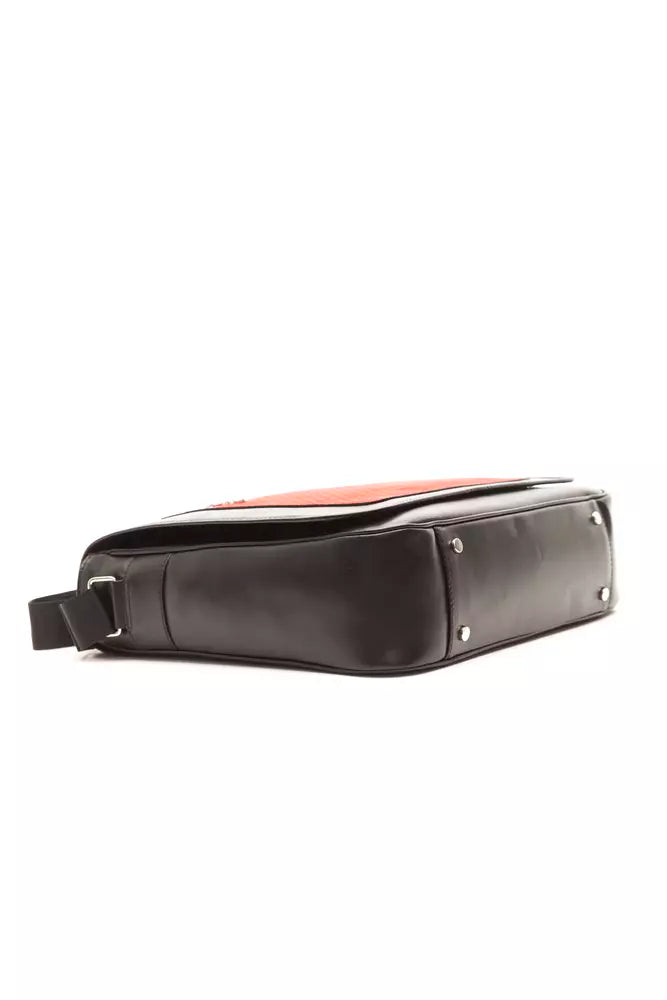 Billionaire Italian Couture Black Leather Men Messenger Bag