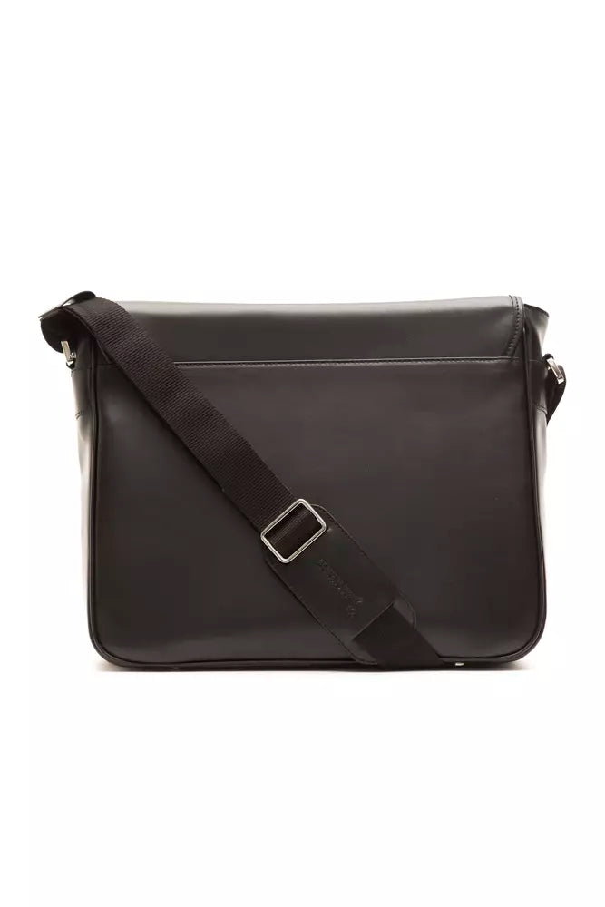 Billionaire Italian Couture Black Leather Men Messenger Bag