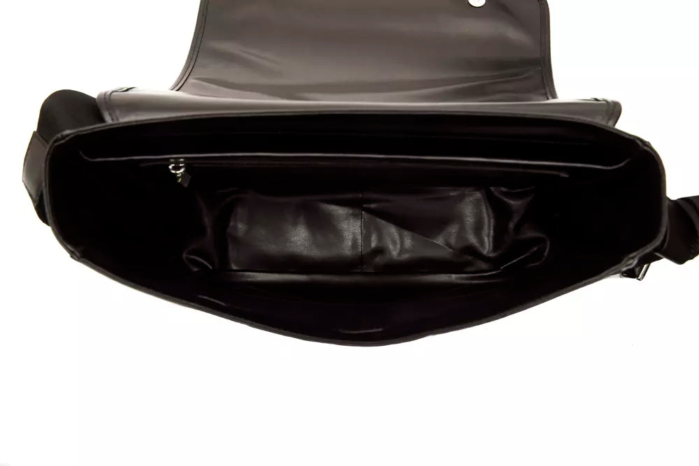 Billionaire Italian Couture Black Leather Men Messenger Bag