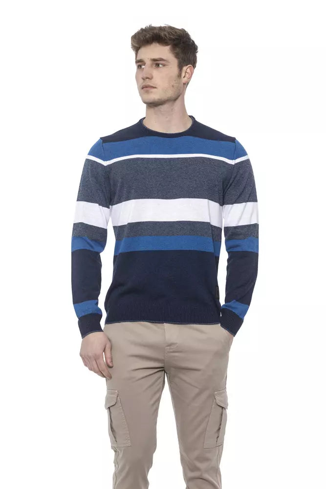 Conte of Florence Blue Cotton Men Sweater