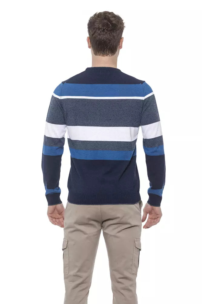 Conte of Florence Blue Cotton Men Sweater