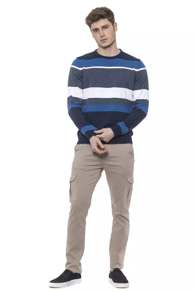 Conte of Florence Blue Cotton Men Sweater
