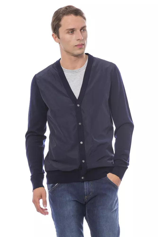 Verri Blue Wool Men Cardigan