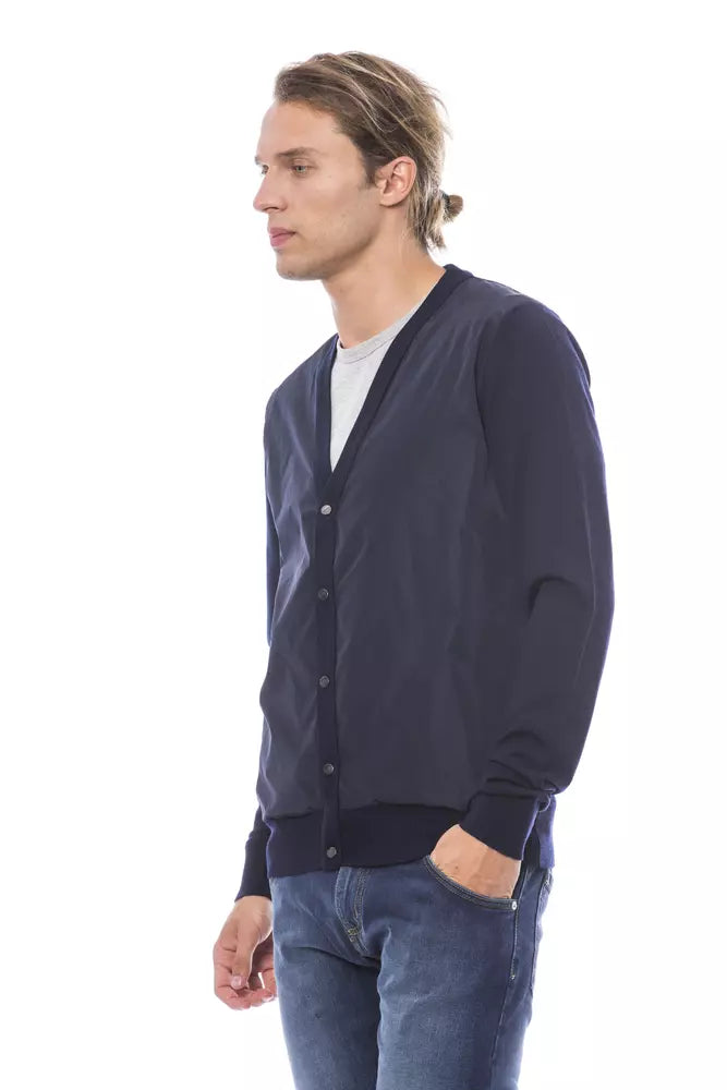 Verri Blue Wool Men Cardigan