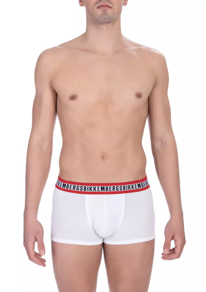 Bikkembergs White Cotton Men's Underwear Trunk Duo Pack