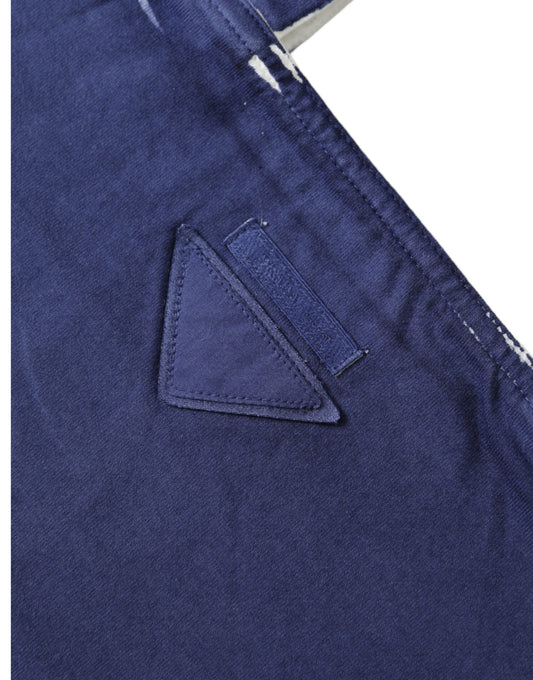 Prada Blue Jersey Fabric Logo Shoulder Shopping Tote Shopping Bag
