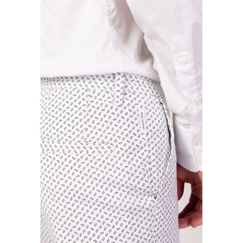 Armani Exchange White Cotton Bermuda Shorts