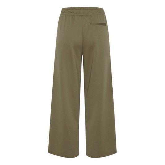 ICHI Green Recycled Polyester Flared Pants