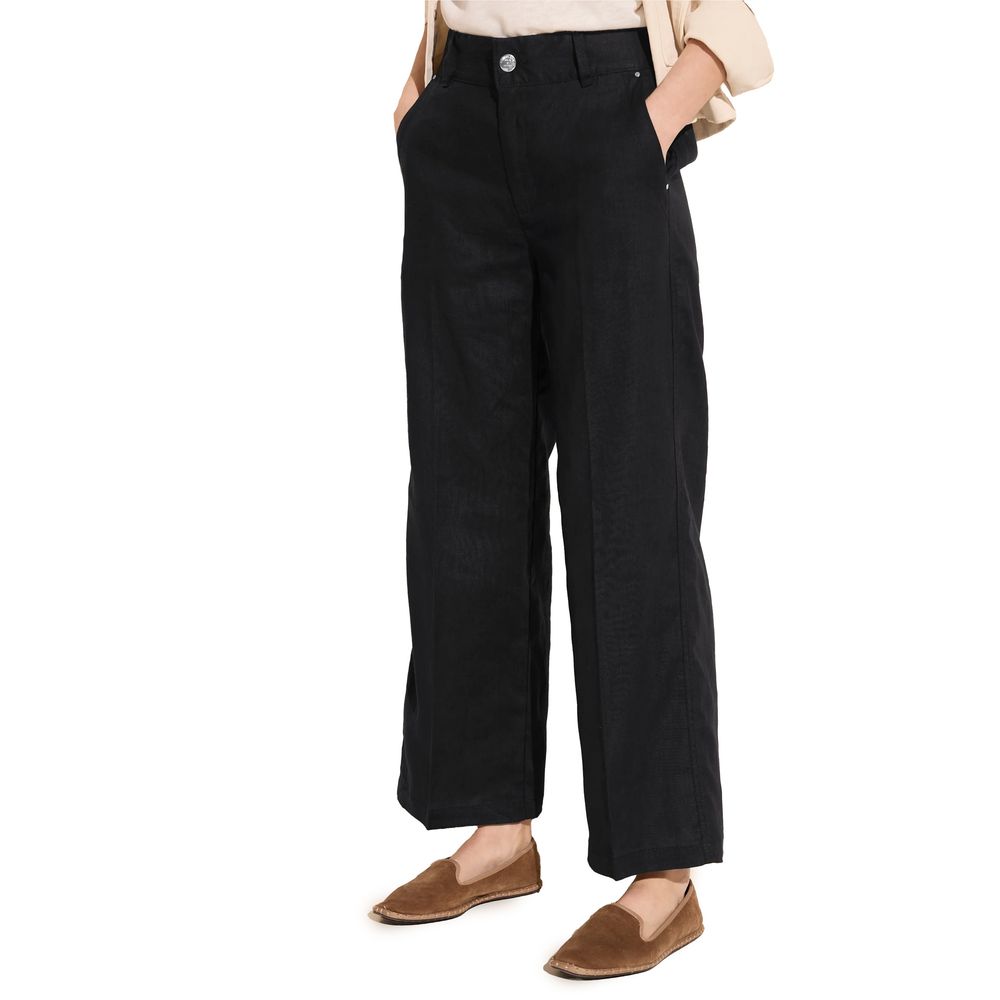 Street One Black Linen Casual Pants
