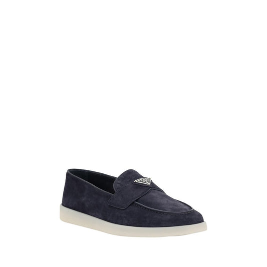 Prada Blue Calf Leather Bos Taurus Slip-On Loafers