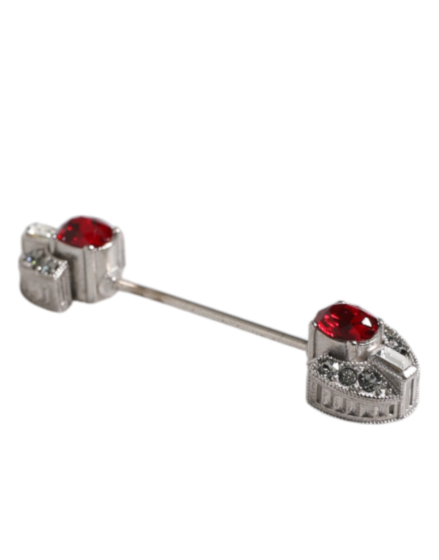 Dolce & Gabbana 925 Sterling Silver Glass Crystal Collar Stop Brooch Pin