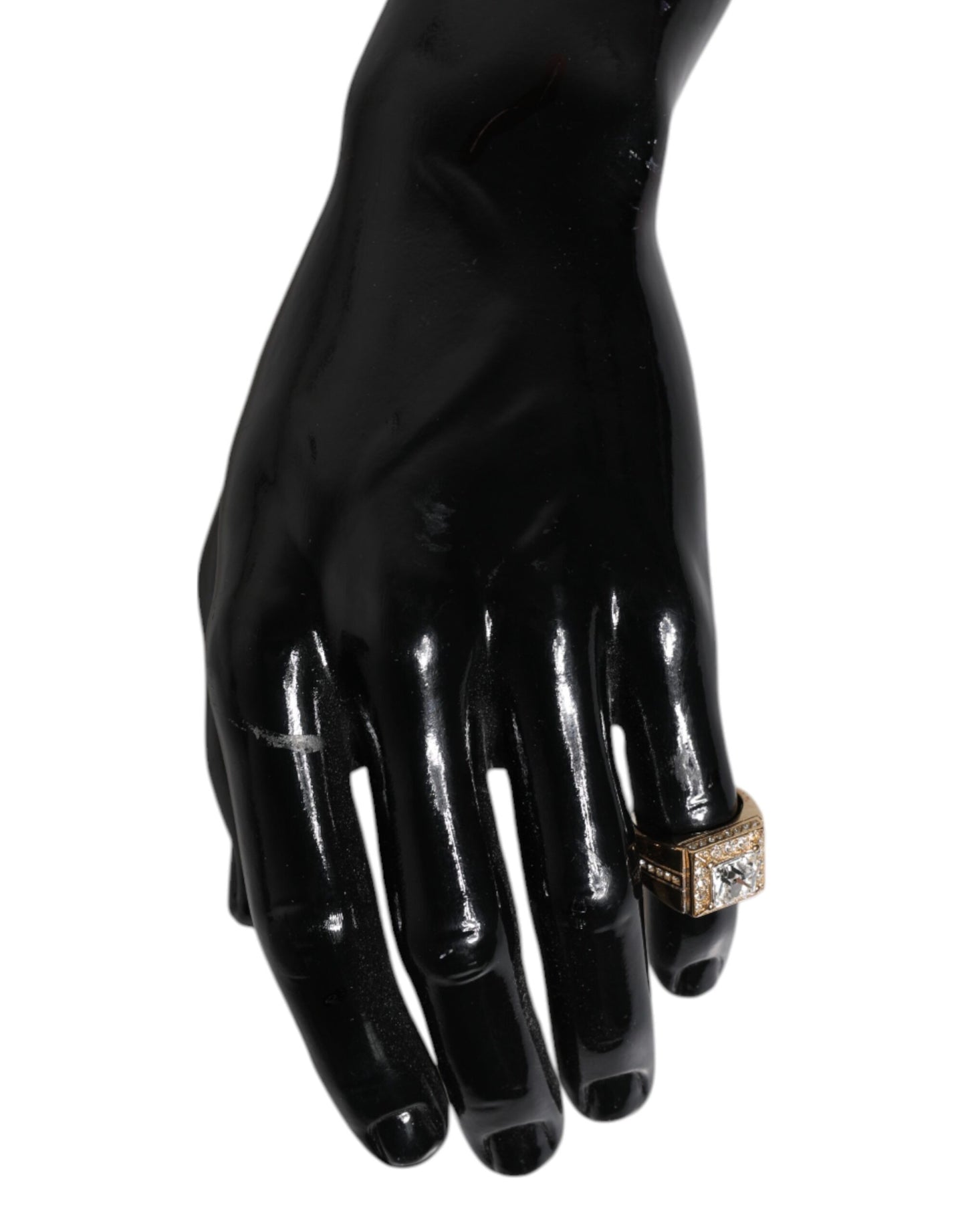 Dolce & Gabbana Gold Tone Sterling Silver 925 Crystals Ring