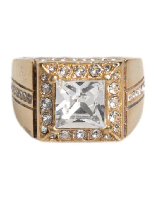 Dolce & Gabbana Gold Tone Sterling Silver 925 Crystals Ring