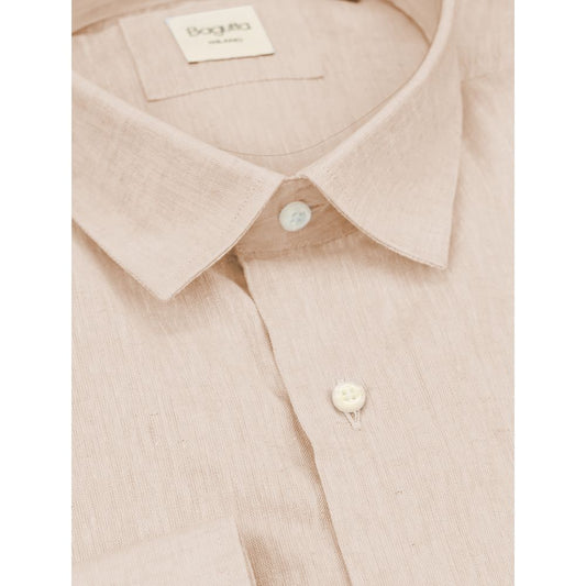 Bagutta Beige Linen Men Shirt