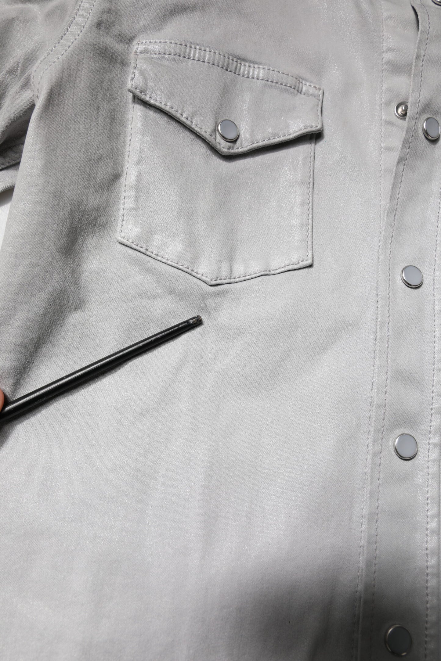 Dolce & Gabbana Metallic Gray Cotton Button Down Shirt