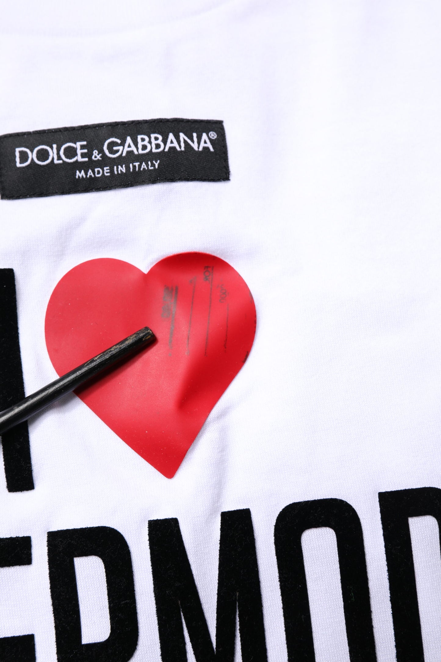 Dolce & Gabbana White Printed Round Neck Top Cotton T-shirt
