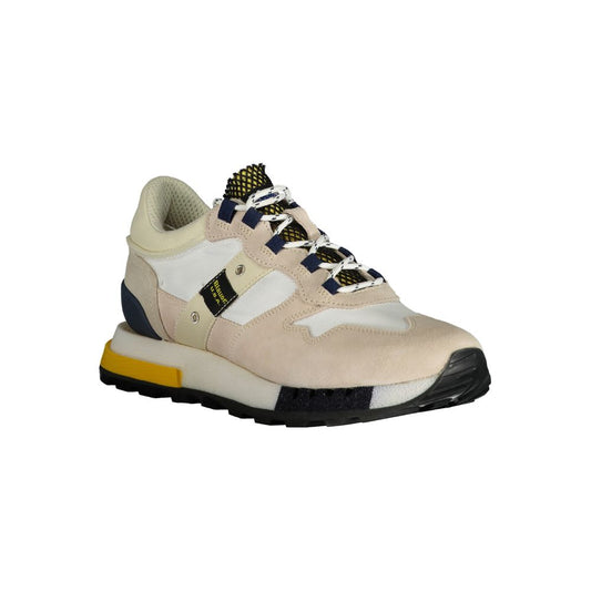 Blauer White Leather Men Sneaker
