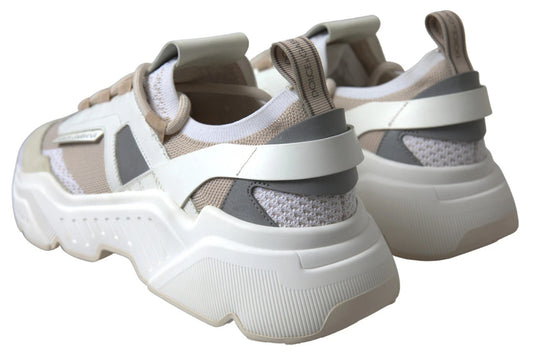 Dolce & Gabbana Sneakers White Beige Leather Sport DAYMASTER Shoes