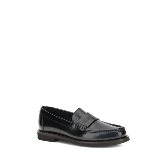 Brunello Cucinelli Black Calf Leather Bos Taurus Slip-On Loafers
