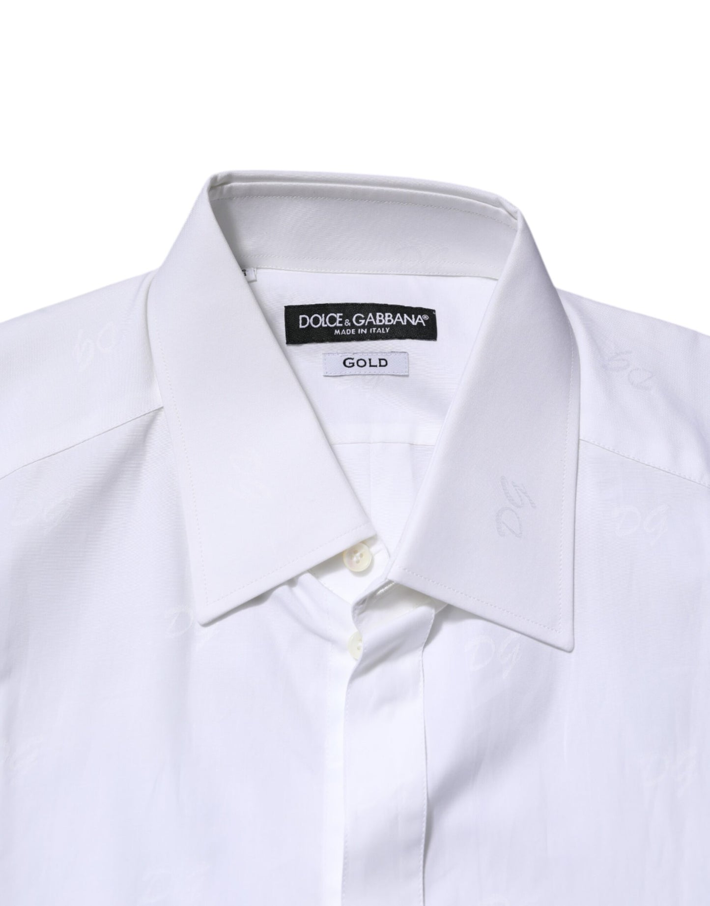 Dolce & Gabbana White Cotton GOLD Long Sleeves Formal Shirt