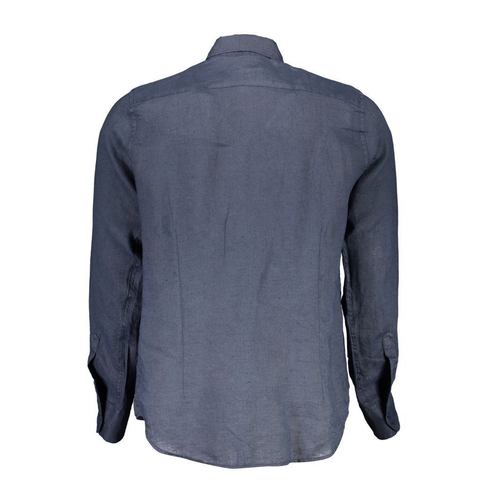 La Martina Blue Linen Dress Shirt