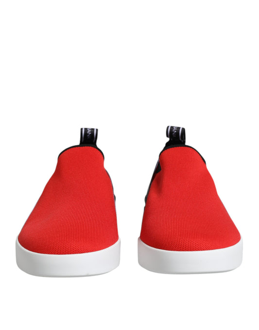 Dolce & Gabbana Red Logo Low Top Slip On Men Sneakers Shoes