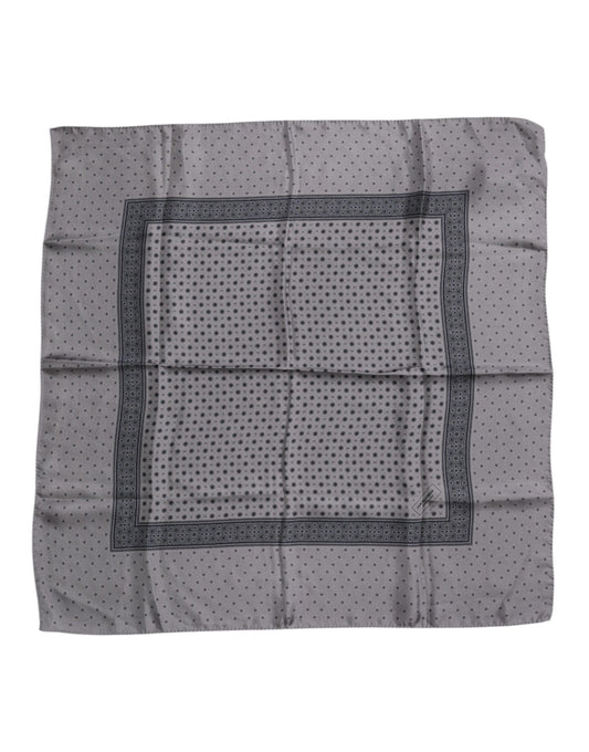 Dolce & Gabbana Gray Polka Dot Silk Square Men Foulard Scarf