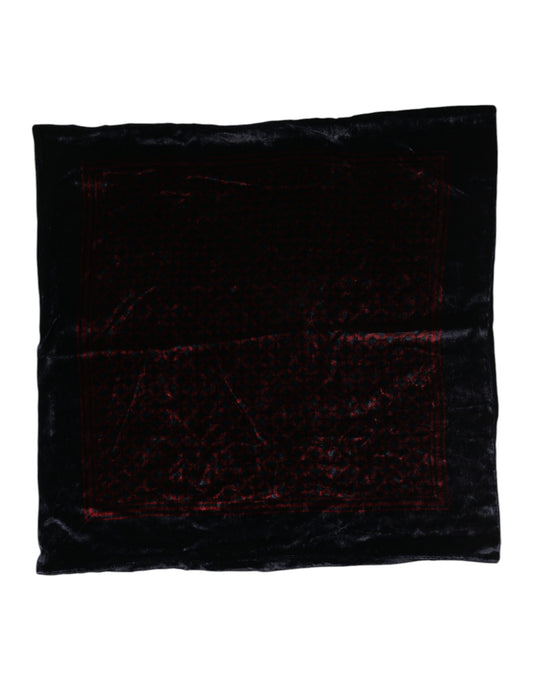 Dolce & Gabbana Black Red Viscose Square Men Foulard Scarf