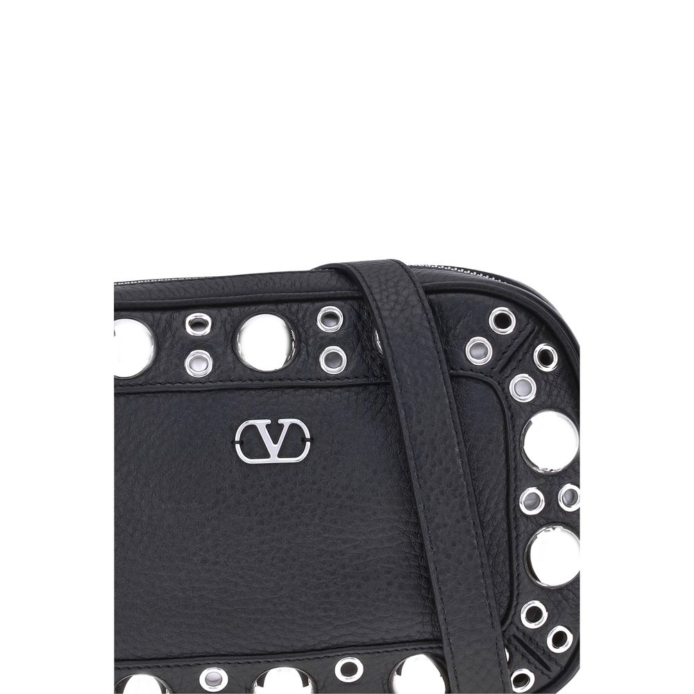 Valentino Garavani Black Calf Leather Bos Taurus Shoulder Bag