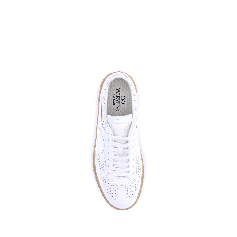 Valentino Garavani White Calf Leather Bos Taurus Low Top Sneakers