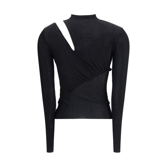 Self-Portrait Black Viscose Top