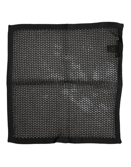 Dolce & Gabbana Black Patterned Cotton Square Foulard Scarf