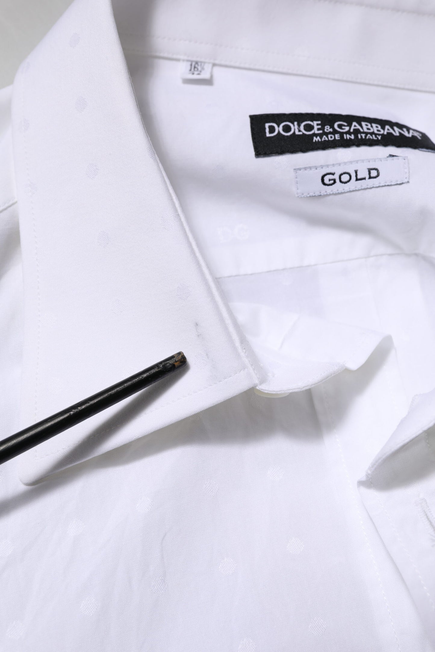 Dolce & Gabbana White Cotton GOLD Dress Formal Shirt