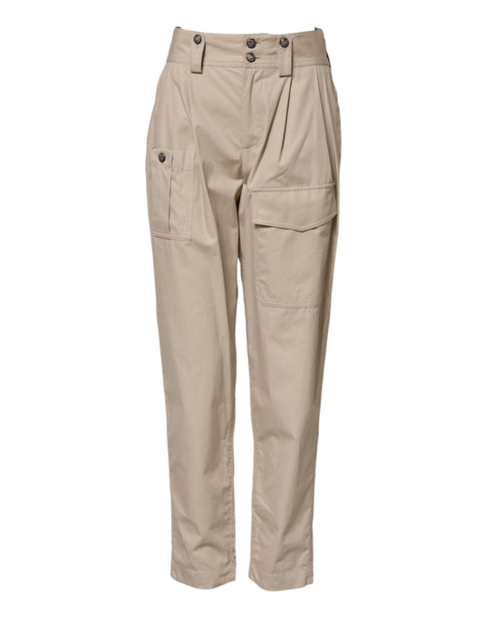 Dolce & Gabbana Beige Cotton High Waisted Pants