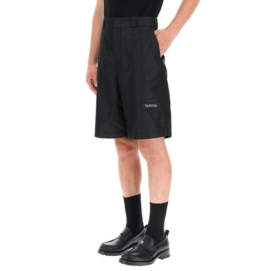 Valentino Black Nylon Bermuda Shorts