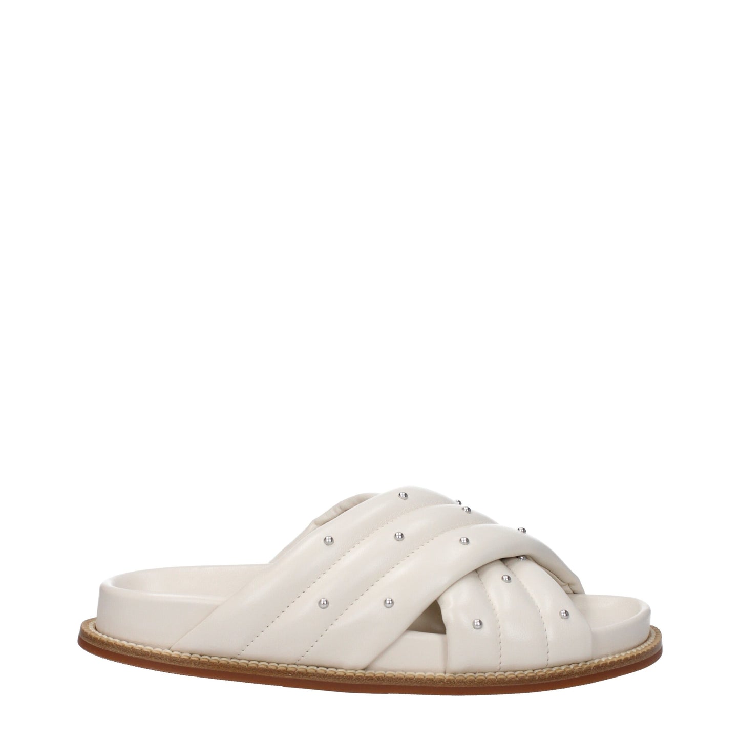 Fabiana Filippi Beige Leather Slippers Sandals