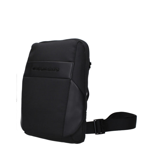 Piquadro Black Fabric Crossbody Bag